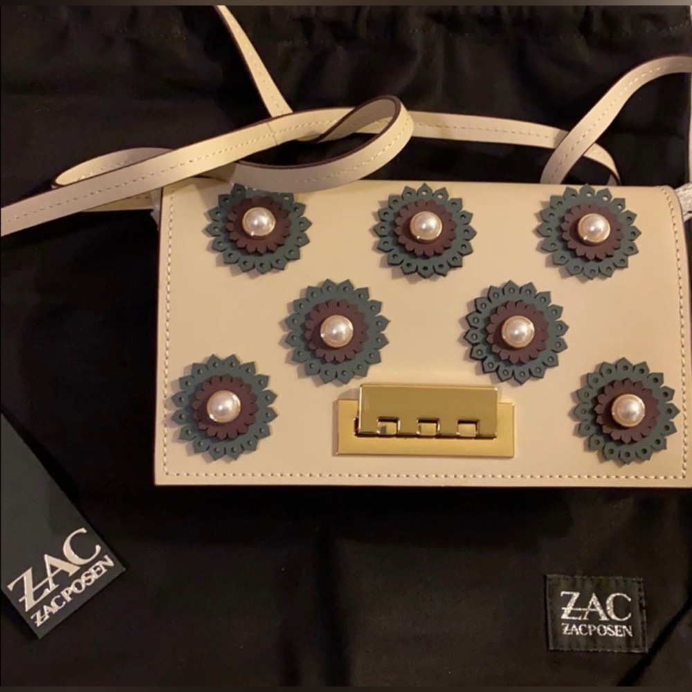 ZAC Posen Earthette Crossbody Bag- Floral
Applique-Blue